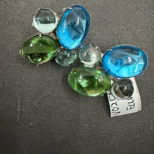 Vintage Carnegie Glass Cabochon Clip Earrings